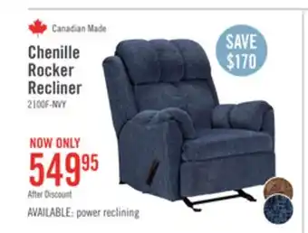 The Brick Navy chenille rocker recliner offer