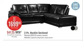 The Brick Rocklin 2-piece leather-look fabric right-facing sectional - black offer