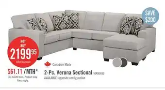 The Brick Verona 2-piece brushed linen-look fabric right-facing sectional - beige offer
