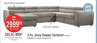 The Brick Savvy 3-piece linen-look fabric left-facing sleeper sectional - grey offer