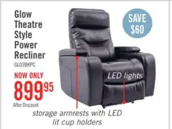 The Brick Glow leather-look fabric power recliner with adjustable headrest - black offer