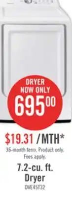 The Brick Samsung 7.2 cu. ft. electric dryer with sensor dry - dve45t3200w/ac offer
