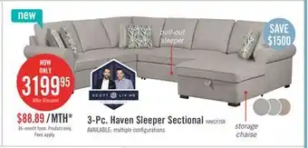 The Brick Haven 3-piece chenille right-facing sleeper sectional - grey offer