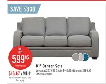 The Brick Benson linen-look fabric sofa - grey offer