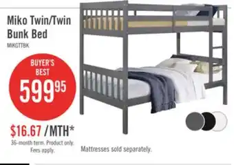 The Brick Miko twin open panel bunk bed grey offer