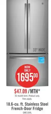 The Brick Ge 18.6 cu. ft. counter-depth french-door refrigerator - gwe19jylfs offer