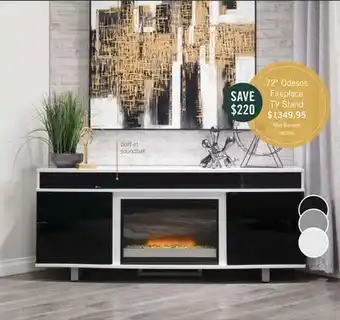 The Brick Odesos 72 electric fireplace tv stand with soundbar white offer