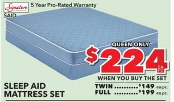 Surplus Furniture Sleep aid queen mattress set offer