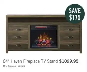 The Brick Haven 64 electric fireplace tv stand - brown offer