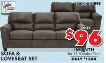 Surplus Furniture Navi smoke sofa&loveseat set offer