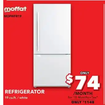 Surplus Furniture Moffat white 19 cubic foot refrigerator offer