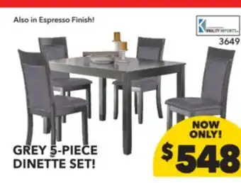 Surplus Furniture Nellie grey 5-piece dinette set offer