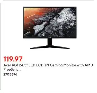 Staples Acer kg1 24.5 led lcd tn gaming monitor with amd freesync technology - um.kx1aa.001 offer