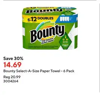 Staples Bounty select-a-size paper towel - 6 pack offer
