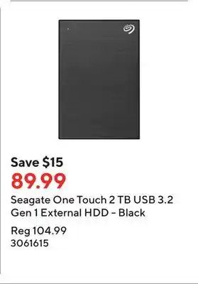 Staples Seagate one touch 2 tb usb 3.2 gen 1 external hdd - black offer