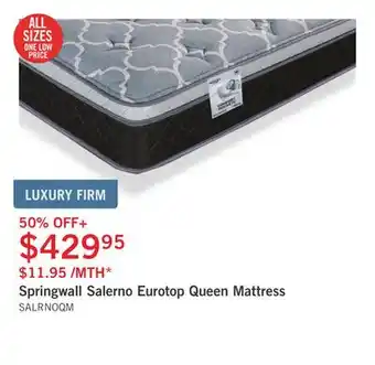 The Brick Springwall salerno eurotop queen mattress offer