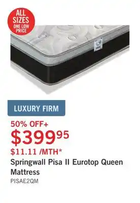 The Brick Springwall pisa ii eurotop queen mattress offer