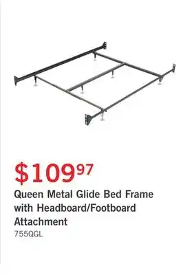 The Brick Queen metal glide bed frame with headboard/footboard attachment offer