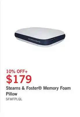 The Brick Stearns & foster memory foam pillow offer