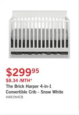 The Brick Harper 4-in-1 convertible crib - snow white offer