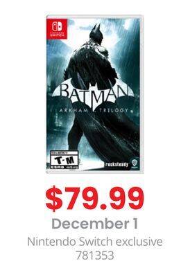 GameStop Nintendo switch batman: arkham trilogy offer