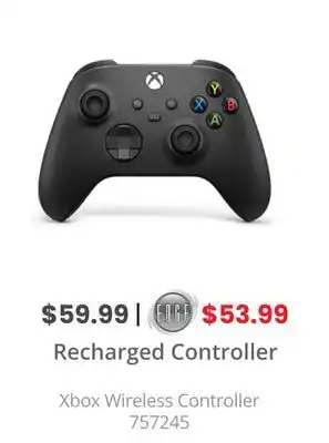 GameStop Xbox wireless controller recharged controller offer