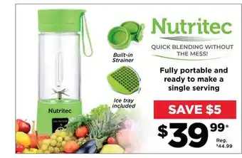 Showcase Nutritec fully portable and ready to make a single serving offer