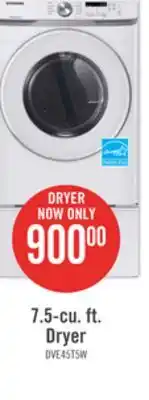 The Brick Samsung 7.5 cu. ft. front-load electric dryer - dve45t6005w/ac offer