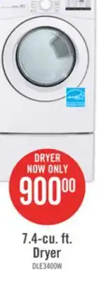 The Brick Lg 7.4 cu. ft. ultra large capacity electric dryer - dle3400w offer