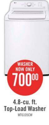 The Brick Lg 4.8 cu. ft. top-load washer with 4-way agitator - wt6105cw offer