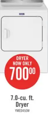 The Brick Maytag 7 cu. ft. electric dryer with wrinkle prevent - ymed4500mw offer