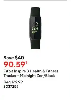 Staples Fitbit inspire 3 health & fitness tracker - midnight zen/black offer