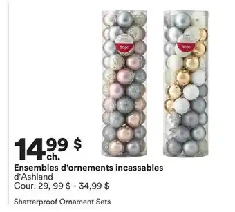 Michaels Ensembles d'ornements incassables d'ashland offer