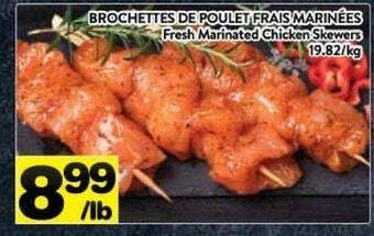 Supermarché PA Fresh marinated chicken skewers offer