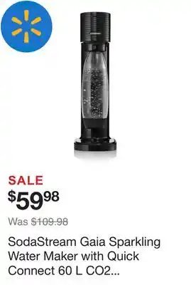 Walmart Sodastream gaia sparkling water maker with quick connect 60 l co2 cylinder offer