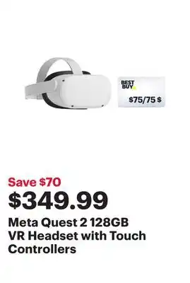 Best Buy Meta quest 2 128gb vr headset with touch controllers offer