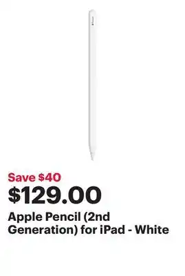 Best Buy Apple pencil (2nd generation) for ipad - white offer