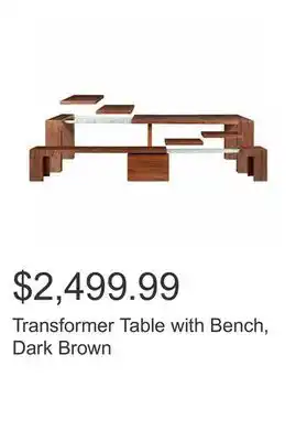 Costco Transformer table with bench, dark brown offer