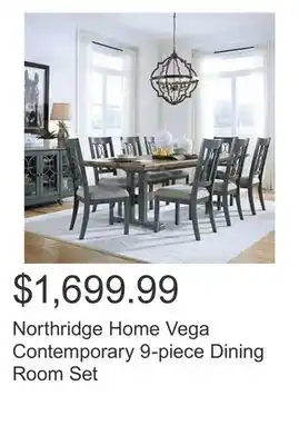 Costco Northridge home vega contemporary 9-piece dining room set offer