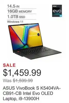 Costco Asus vivobook s k5404va-cb91-cb intel evo oled laptop, i9-13900h offer