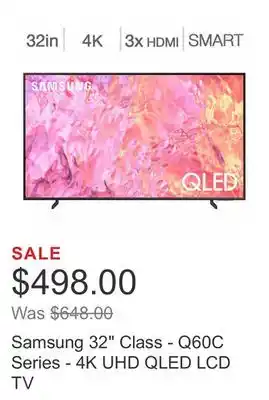 Costco Samsung 32 class - q60c series - 4k uhd qled lcd tv offer