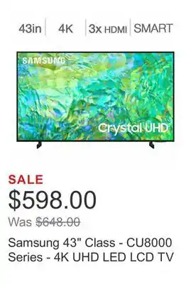 Costco Samsung 43 class - cu8000 series - 4k uhd led lcd tv offer