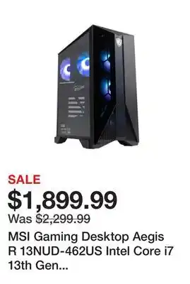 Newegg Msi gaming desktop aegis r 13nud-462us intel core i7 13th gen 13700f (2.10ghz) 32gb ddr5 2 tb pcie ssd nvidia geforce rtx 406 offer