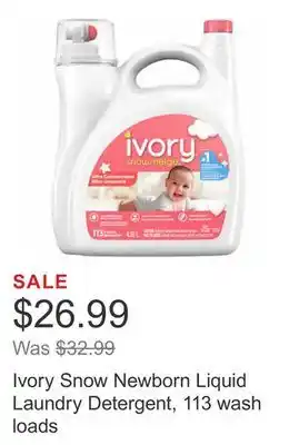 Costco Ivory snow newborn liquid laundry detergent, 113 wash loads offer