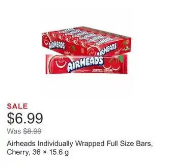 Costco Airheads individually wrapped full size bars, cherry, 36 × 15.6 g offer