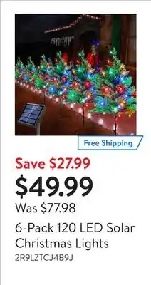 Walmart 6-pack 120 led solar christmas lights offer