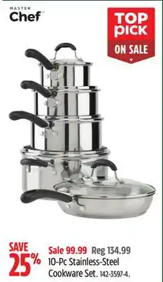 Canadian Tire Master chef 10-pc stainless-steel cookware set offer