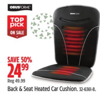 Canadian Tire Obusforme back & seat heated car cushion offer