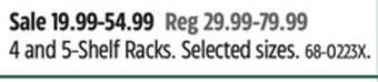 Canadian Tire Certified 4 and 5-shelf racks offer
