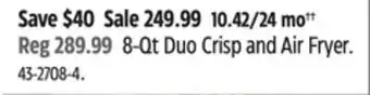 Canadian Tire Instant pot 8-qt duo crisp and air fryer offer